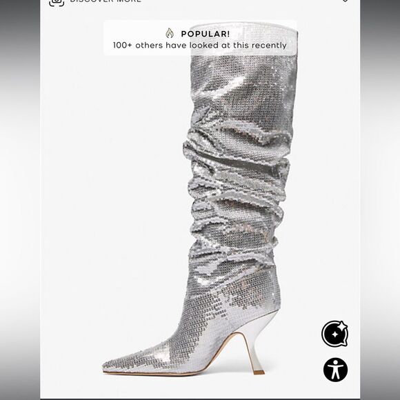 NWT Michael Kors Silver Sequin Scrunch Boot size 8 - Picture 2 of 5